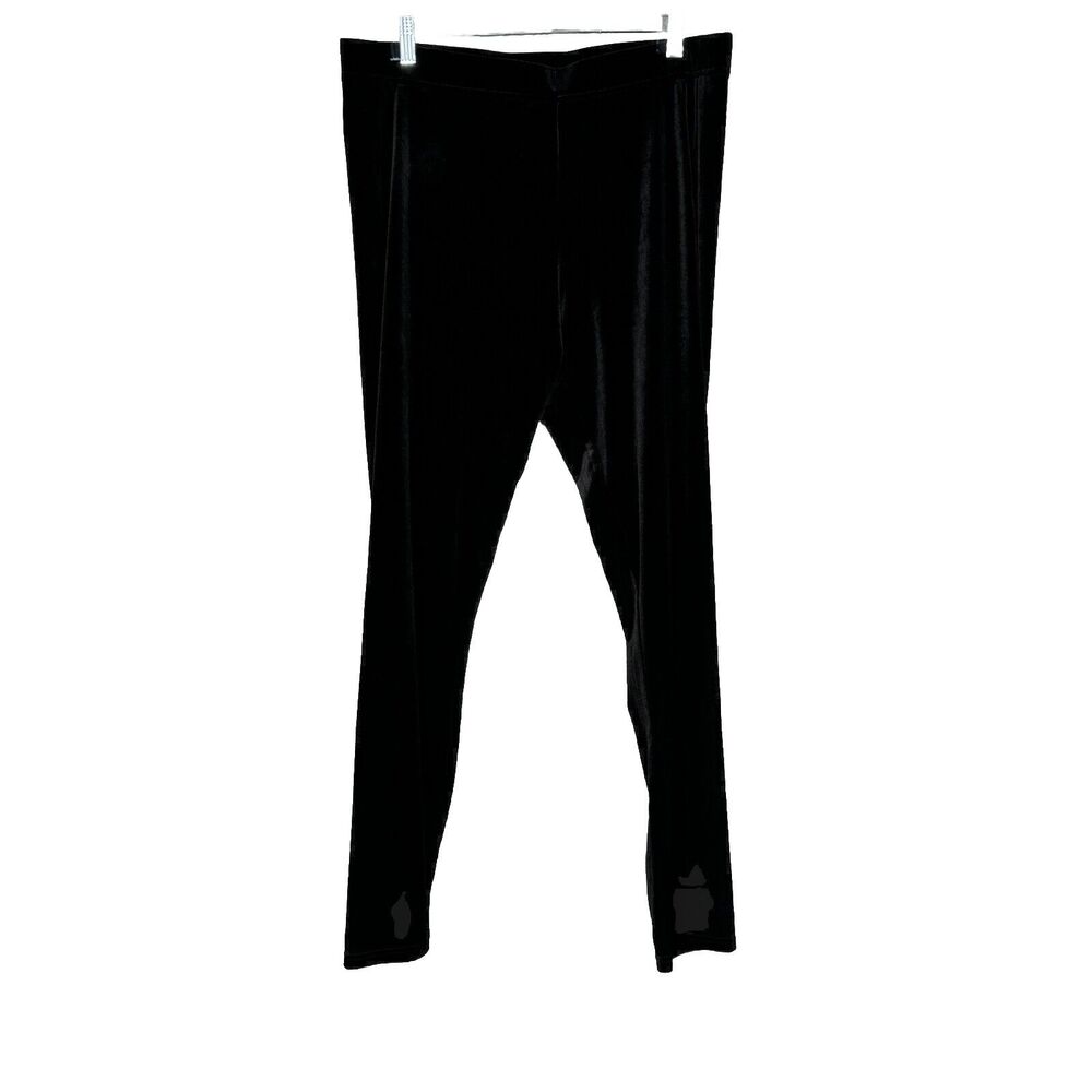 Karl Lagerfeld Pants Womens XL Black Velvet Leggings Basic Neutral Minimalist